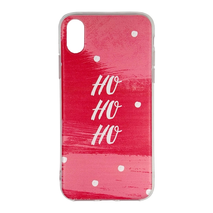 Husa Craciun compatibil cu Apple iPhone XS model Ho Ho Ho, Silicon, Antisoc, Viceversa Rosu/Alb