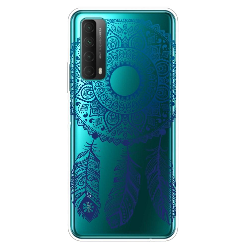 Husa silicon Huawei P Smart 2021 model Feather Dreamcatcher, Silicon, TPU Viceversa Transparent/Albastru