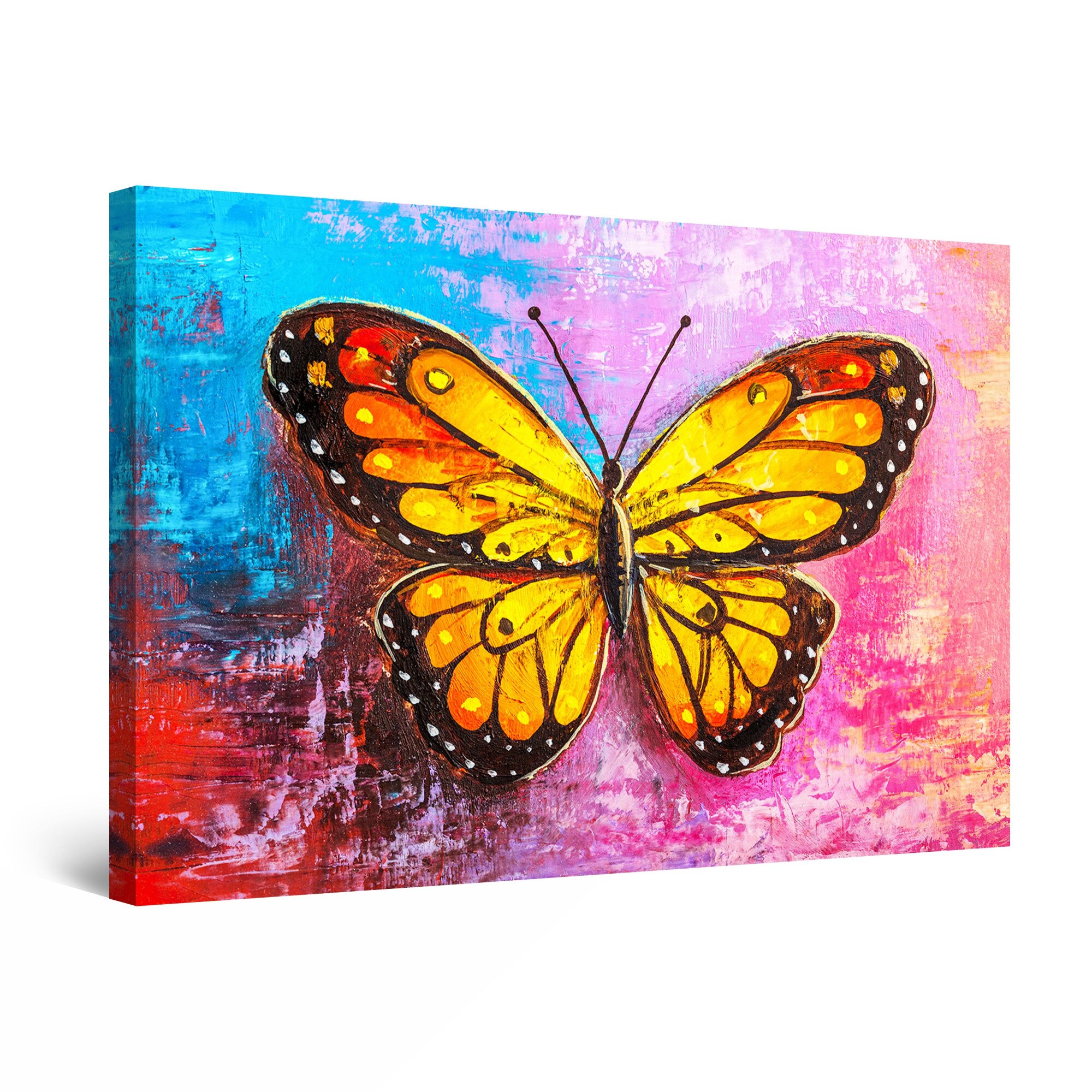 Tablou DualView Startonight Fluture Oranj, luminos in intuneric, 90 cm x 60 cm