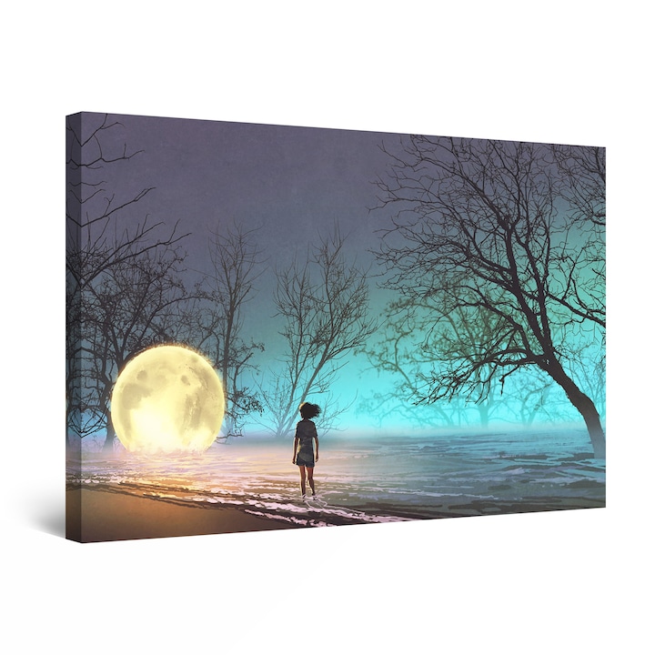 Tablou DualView Startonight Spre Luna, luminos in intuneric, 120 cm x 80 cm