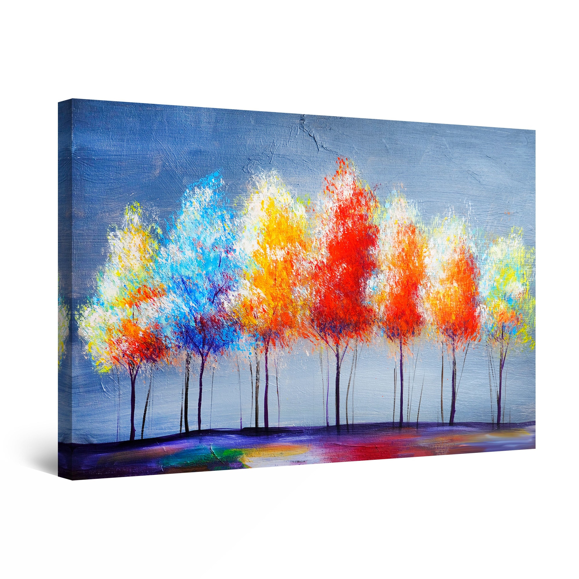 Tablou DualView Startonight Copaci Multicolori, luminos in intuneric, 30 cm x 20 cm