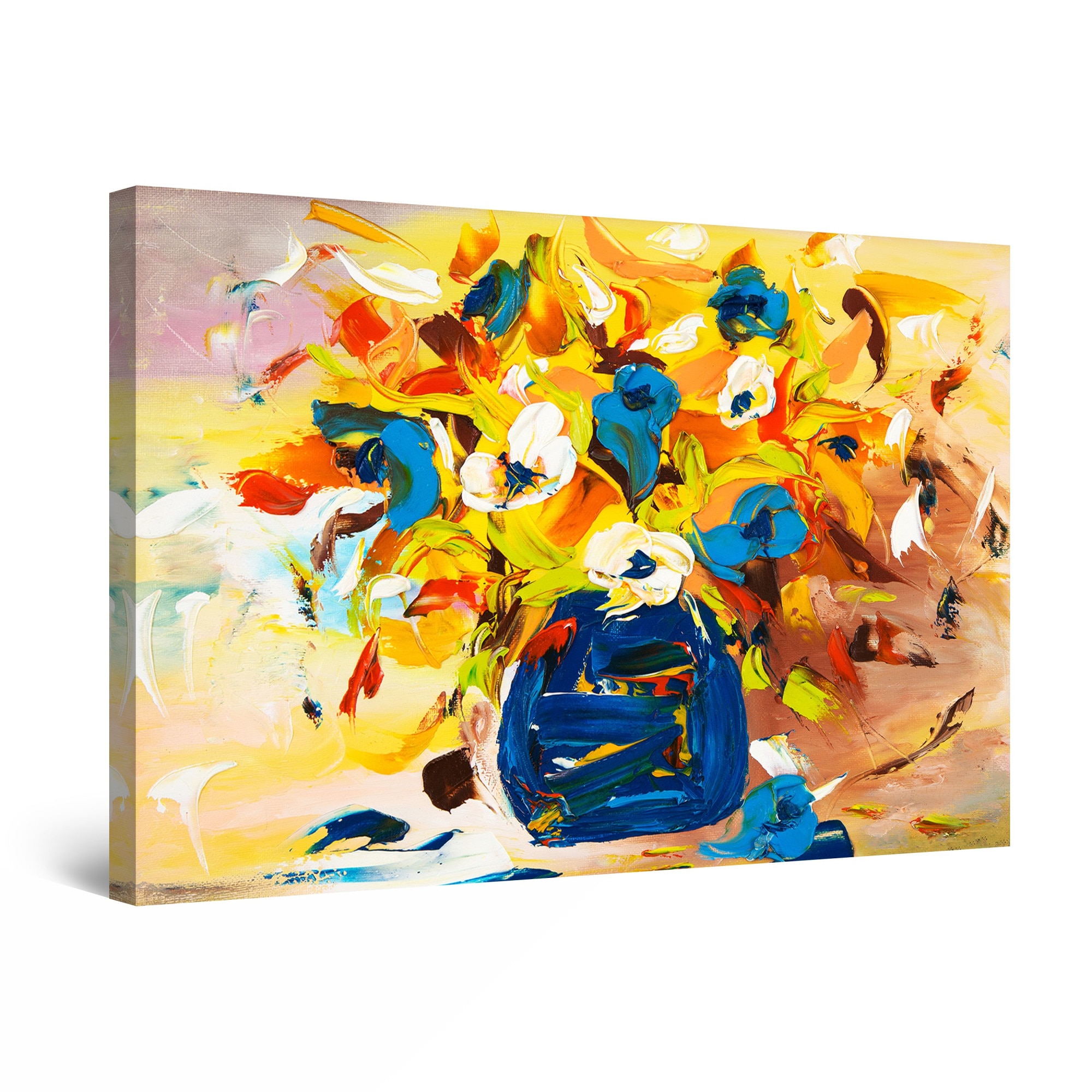 Tablou DualView Startonight Vaza cu Flori Albastre, luminos in intuneric, 30 cm x 20 cm