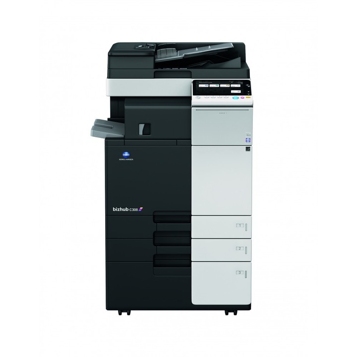 Multifunctional Konica Minolta Bizhub C308, A3 + Alimentator Documente RADF + Stand Mobil + Set Tonere CMYK + Instalare Gratuita