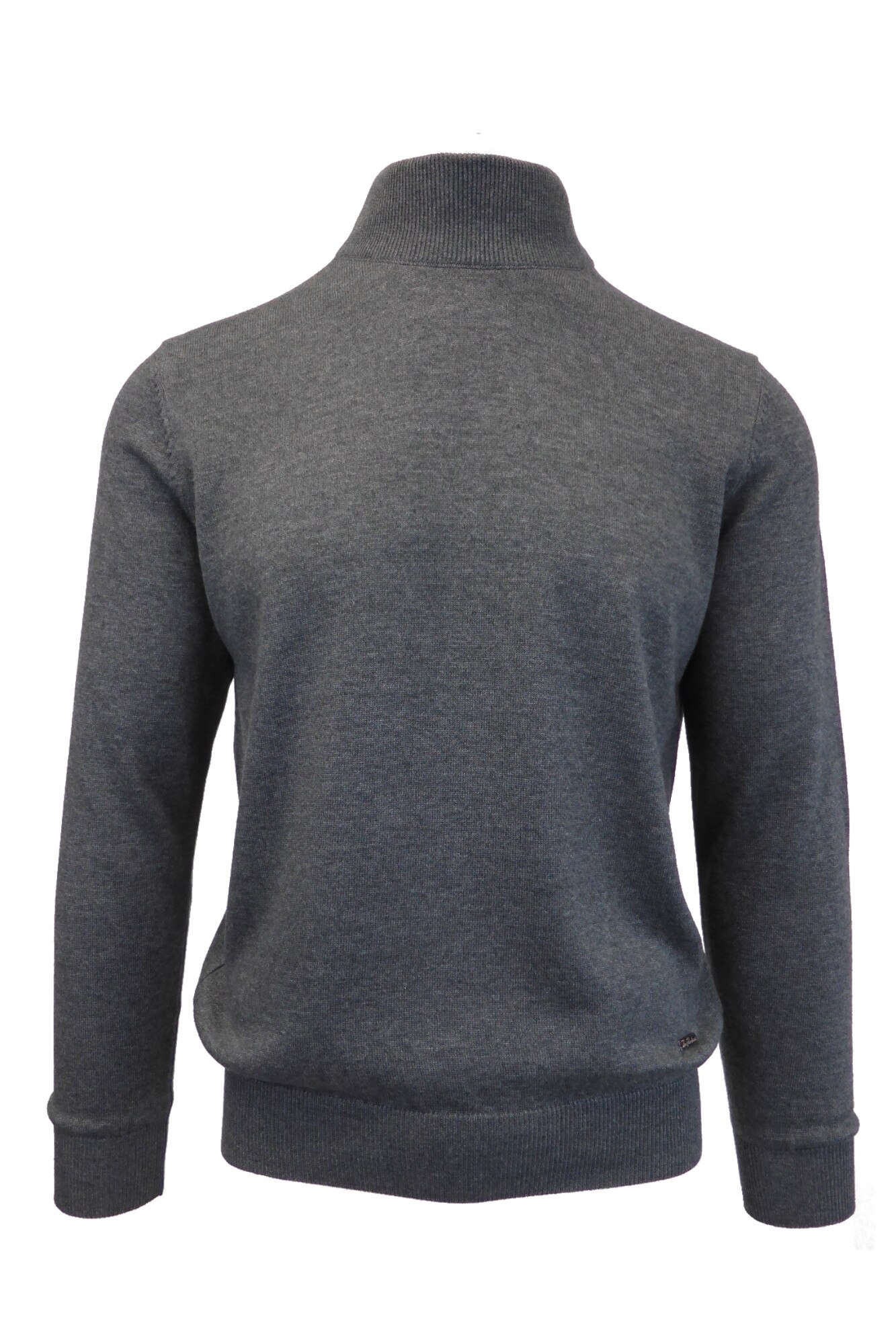 Pulover, Univers Fashion, tricotat fin cu terminatii striate, guler inalt, antracit