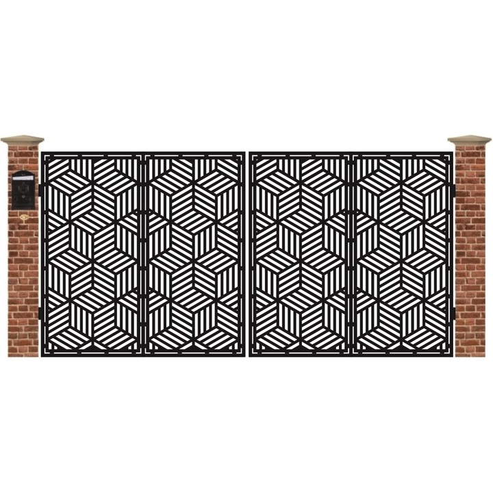 Poarta acces auto mare din tabla debitata cu plasma MAX CUB 3884 mm x 1940 mm