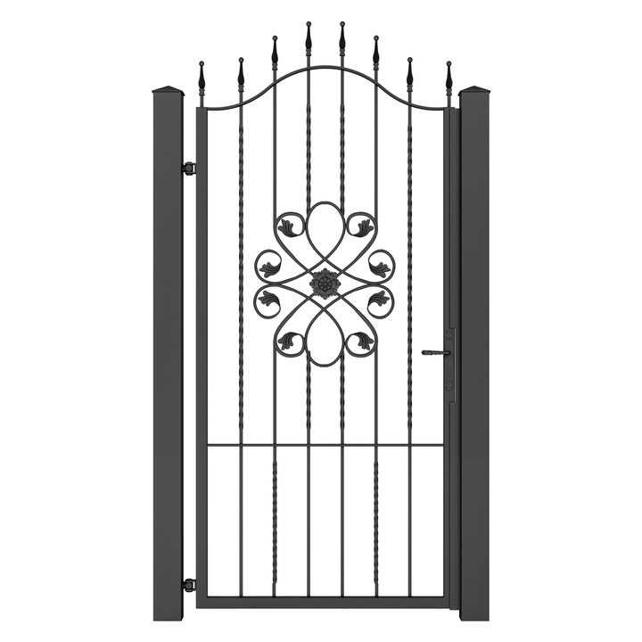 Poarta pietonala, Todome, fier forjat 05, negru, 120 x 180 cm, cu accesorii si stalpi