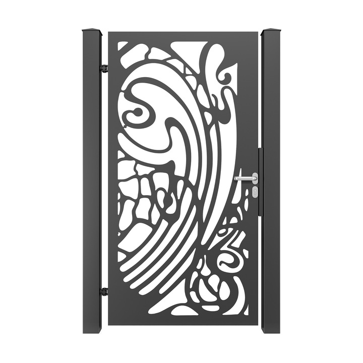 Poarta pietonala, Todome, tabla decupata 34, negru, 100 x 180 cm