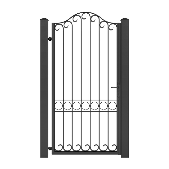 Poarta pietonala, Todome, fier forjat 10, negru, 120 x 180 cm, cu accesorii si stalpi