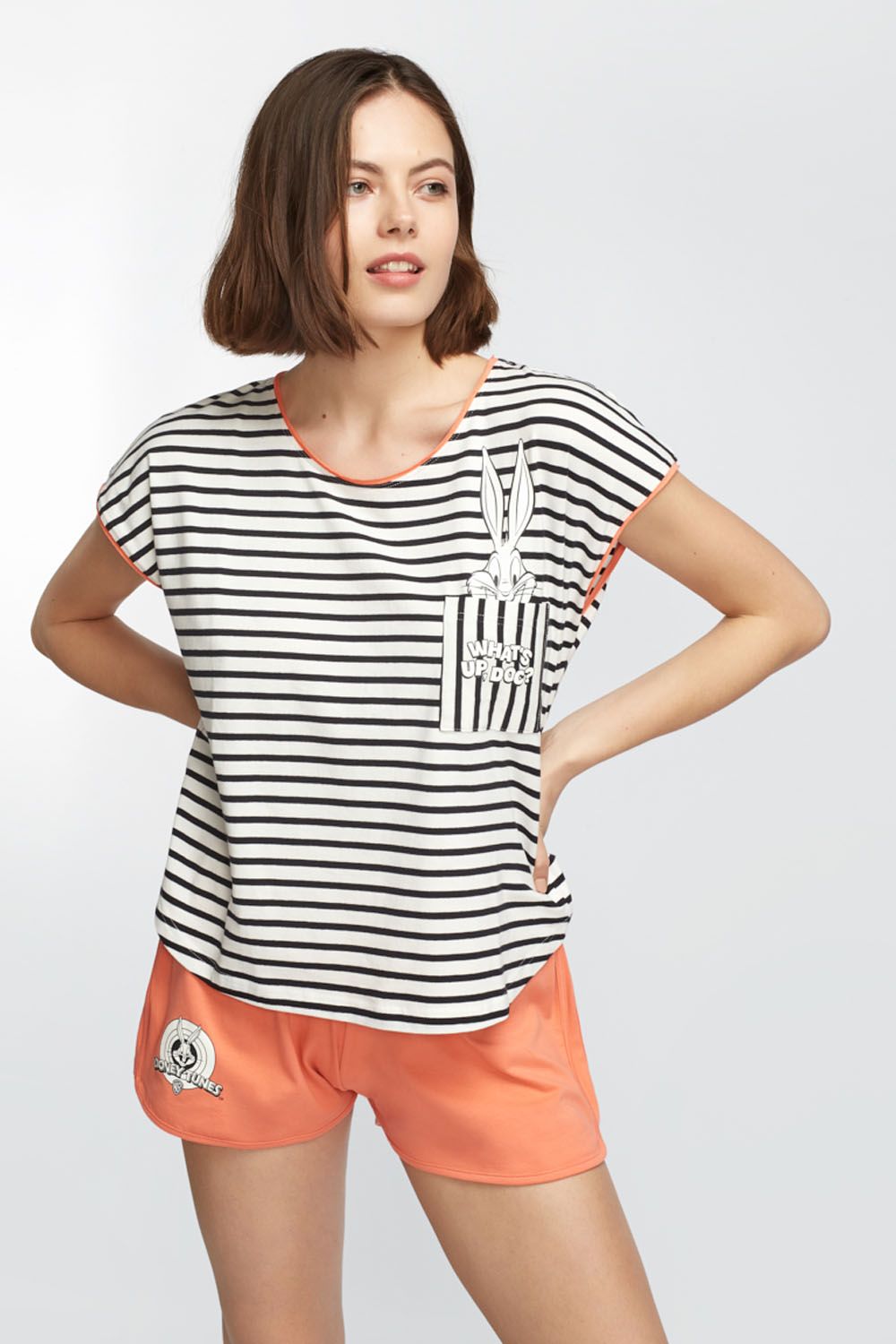 Set pijama scurta in dungi Bugs Bunny, Gisela 2/1665