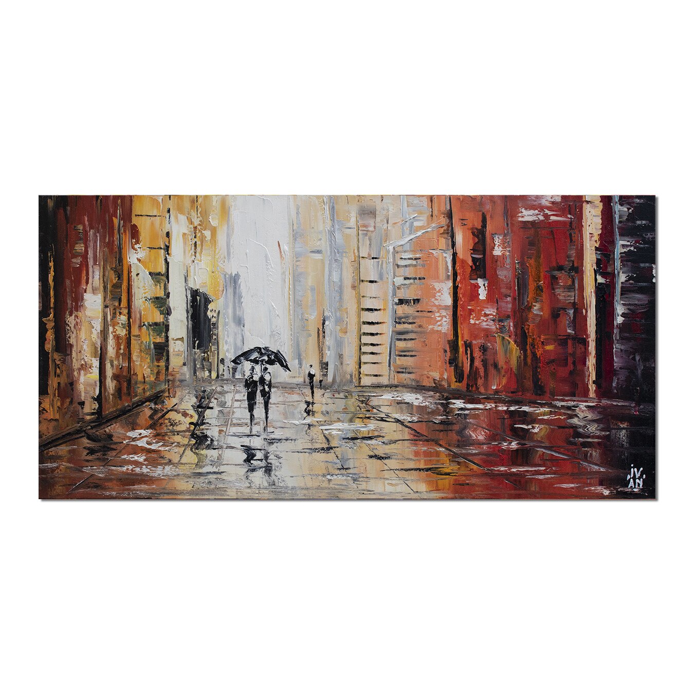 Tablou gigant living pictat manual - Incursiune in viitor (2) - 120x60cm efect 3D ulei pe panza in cutit