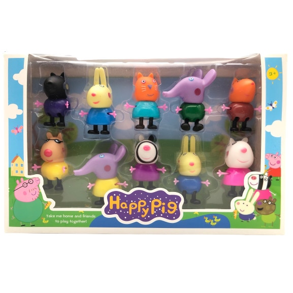 Set 10 figurine, Prietenii Peppa Pig, Multicolor, + 3 ani