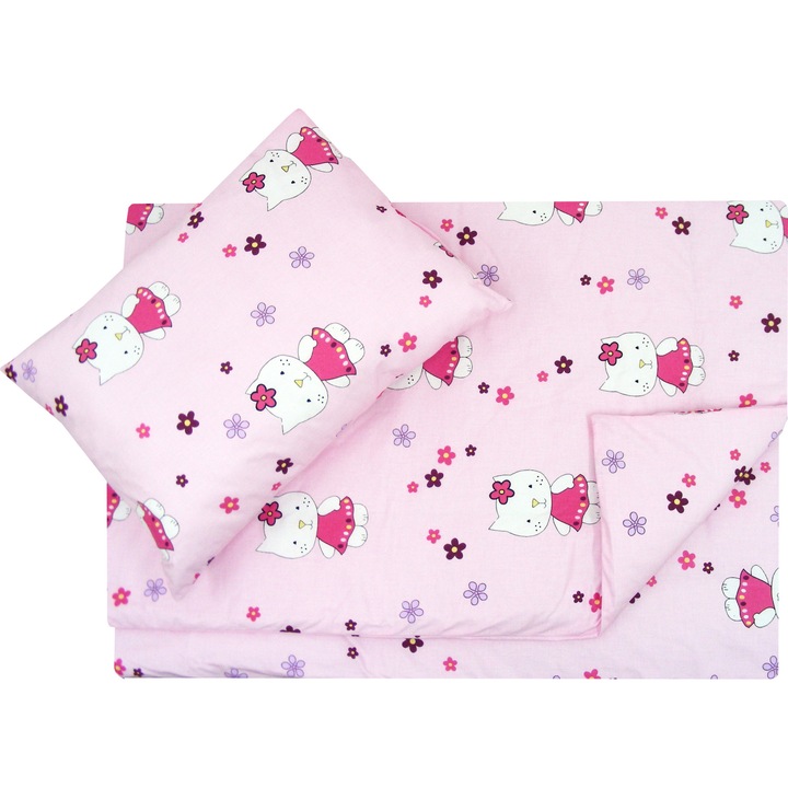 Set perna si pilota pentru copii Diblidu pisicuta cu floricele roz