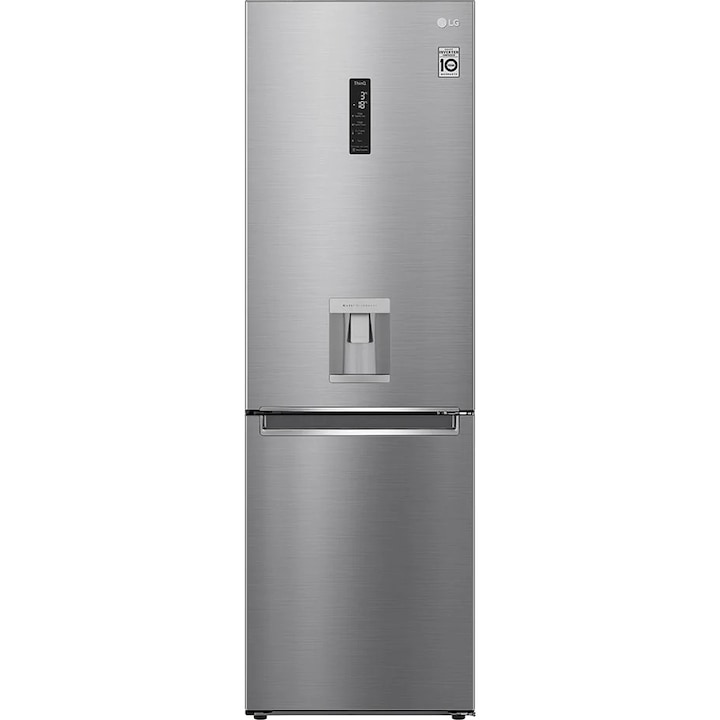 Combina frigorifica LG GBF71PZDMN, 337 l, No Frost, WiFi, Dozator apa, Clasa E, H 186 cm, Argintiu