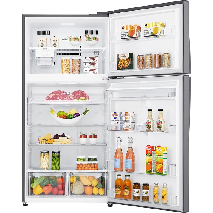 Frigider cu doua usi LG GTF916PZPYD, 592 l, Clasa E, No Frost, WiFi, DoorCooling+, Mirror Touch Display, Dozator apa, H 184 cm, Argintiu