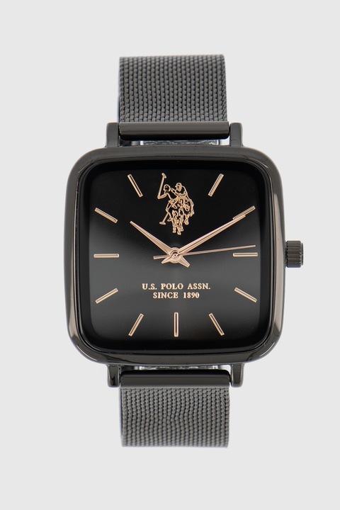 U.S. Polo Assn., Иноксов часовник с верижка, Тъмносив