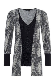 Bluza Desigual 38, cu insertii argintii, cu aspect 2 in 1 Bluza Desigual 38, cu insertii argintii, cu aspect 2 in 1