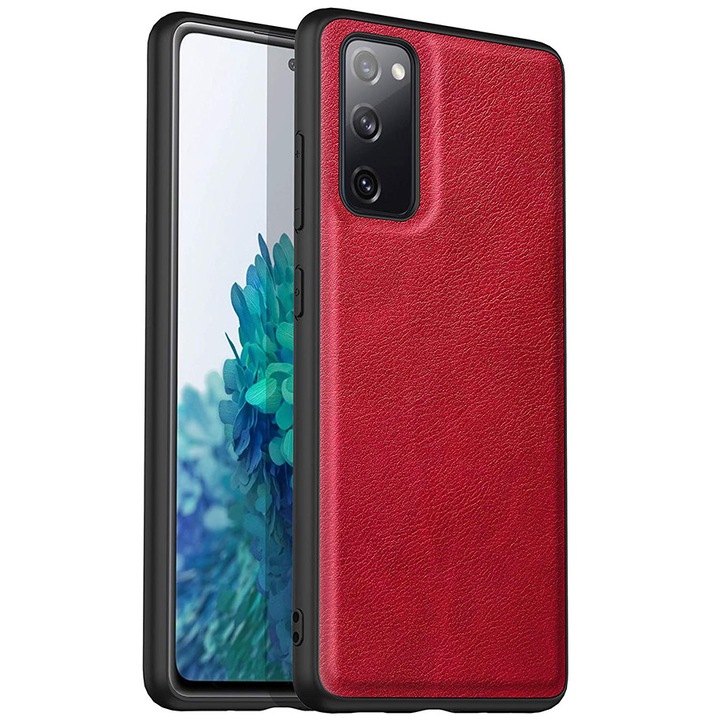 Husa protectie compatibila cu Samsung Galaxy S20, Ultra Slim, din piele, Rosu, Joyshell