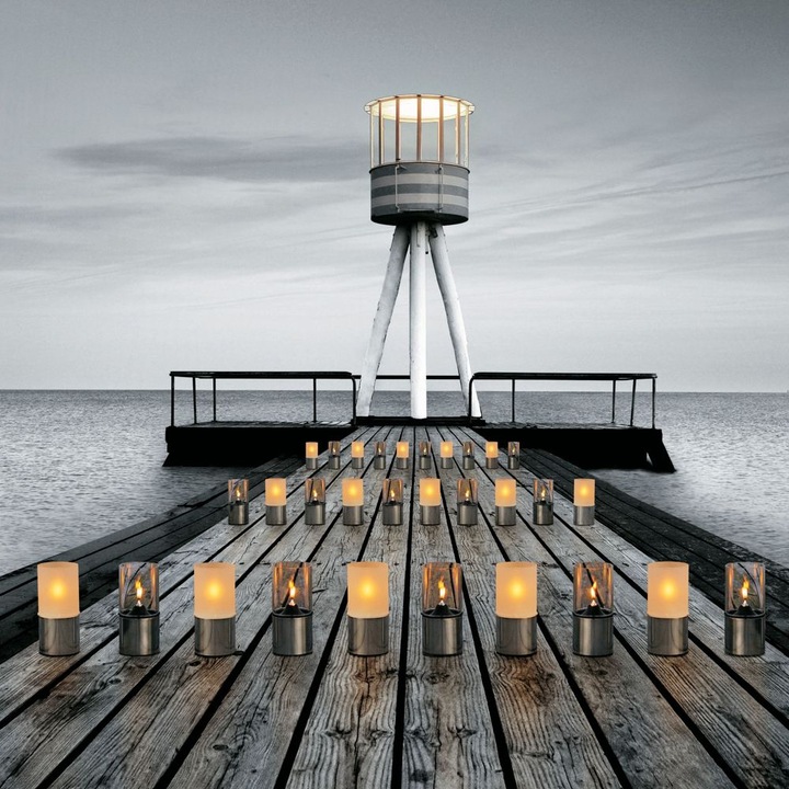 Lampa cu ulei Stelton, EM, H 18.5 cm, timp de ardere 40 de ore, fitil din fibra de sticla, usor de curatat si folosit, pentru interior sau exterior, design minimalist, inox