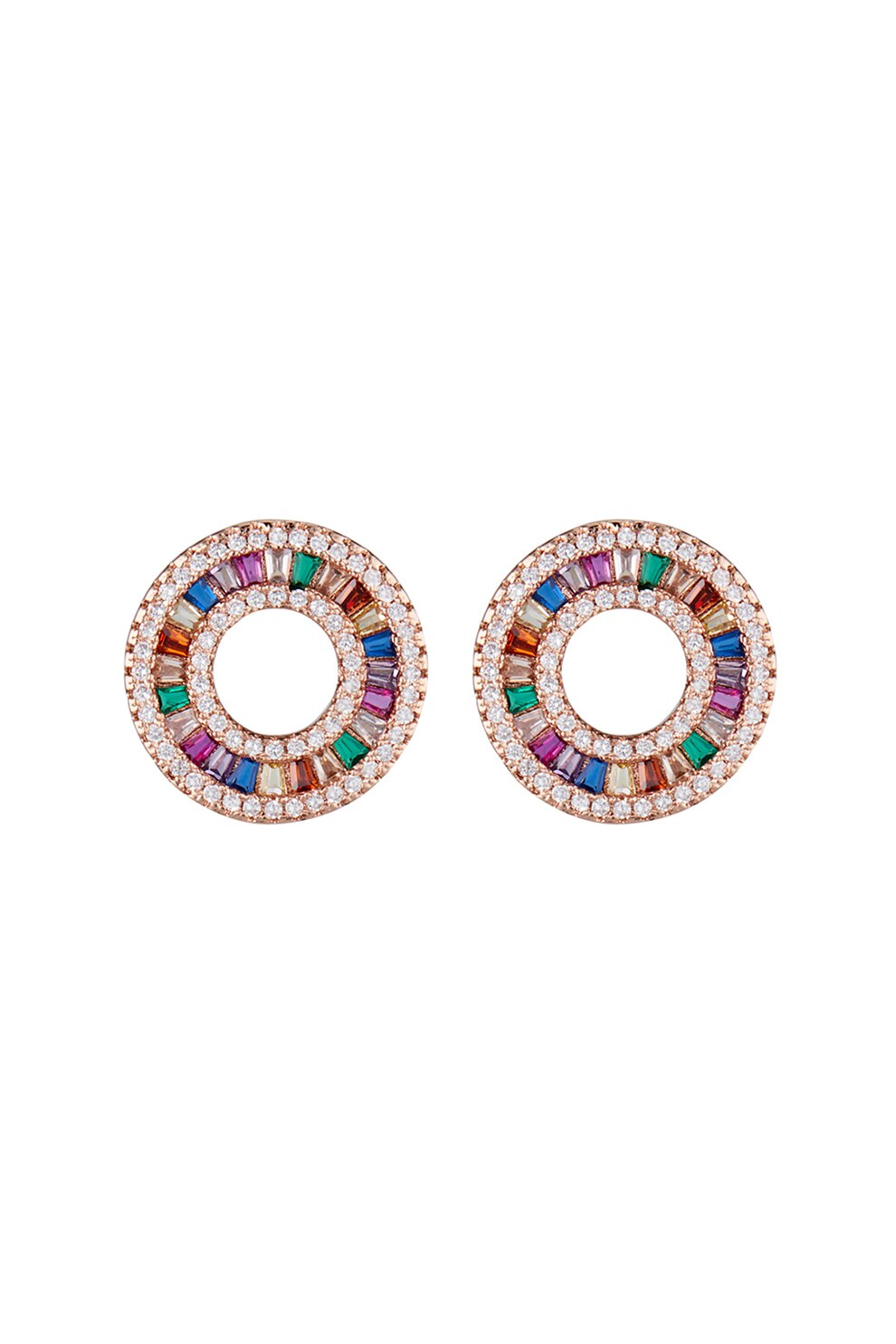 U.S. Polo Assn., Cercei rotunzi decorati cu zirconia, Auriu/Rosu/Albastru