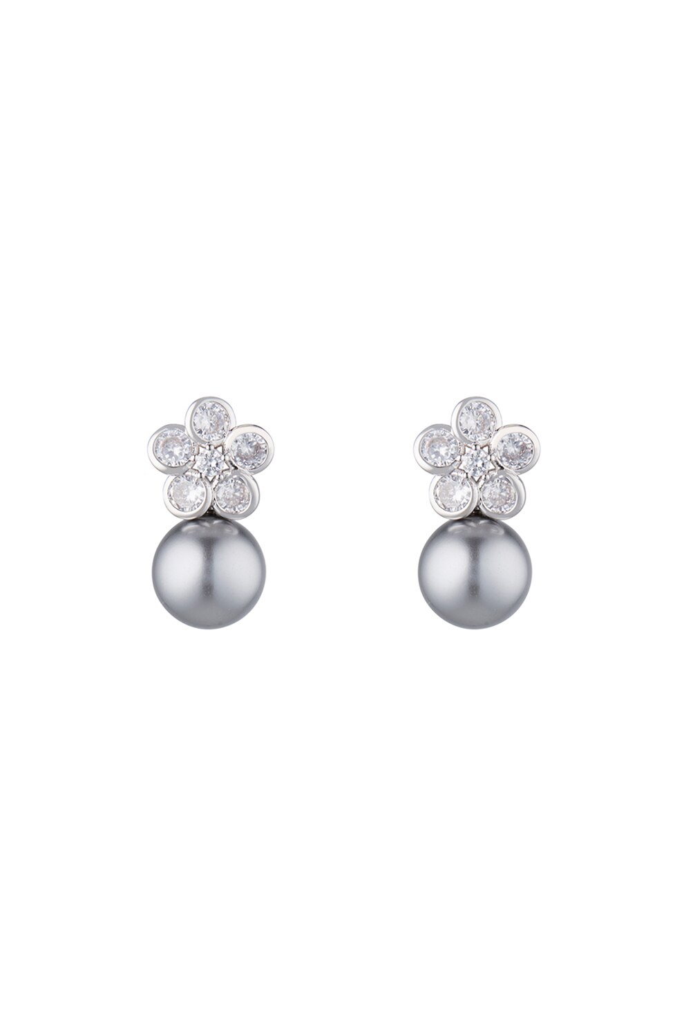 U.S. Polo Assn., Cercei decorati cu cristale si perle sintetice, Alb/Argintiu