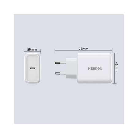 Incarcator Retea Ugreen Fast Charger Cu Port Type-C 45W ,Compatibil Cu iPhone 12 /12 Pro / 12 Pro Max ,Samsung ,Huawei, Alb