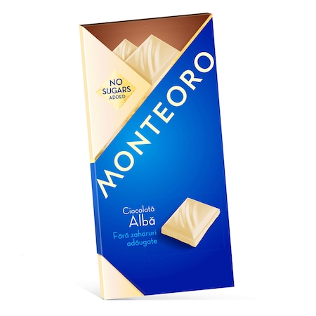 Ciocolata alba, Monteoro, fara zaharuri adaugate, 90g