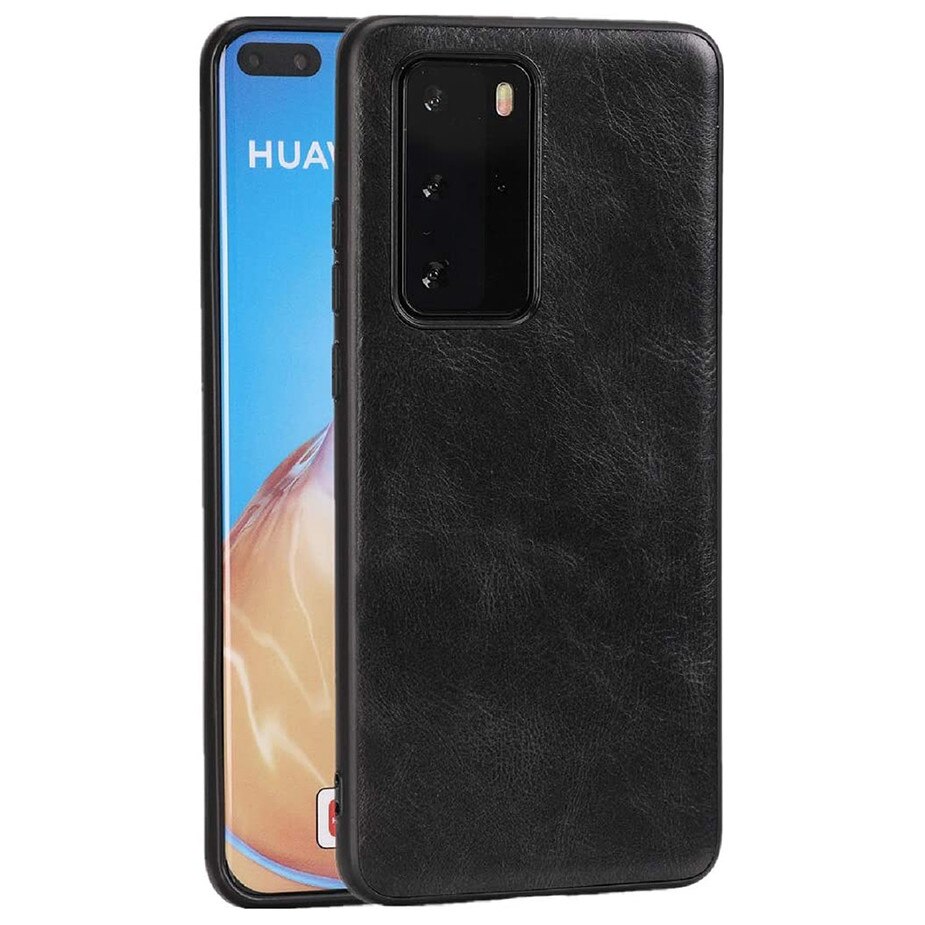Husa protectie pentru Huawei P40 Pro, Ultra Slim, din piele, Negru, Joyshell