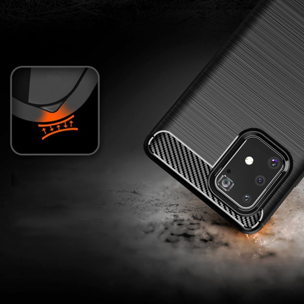 Husa Carbon Resistance pentru Samsung Galaxy S10 Lite, Fiber Design, Anti-Soc, Negru Titan