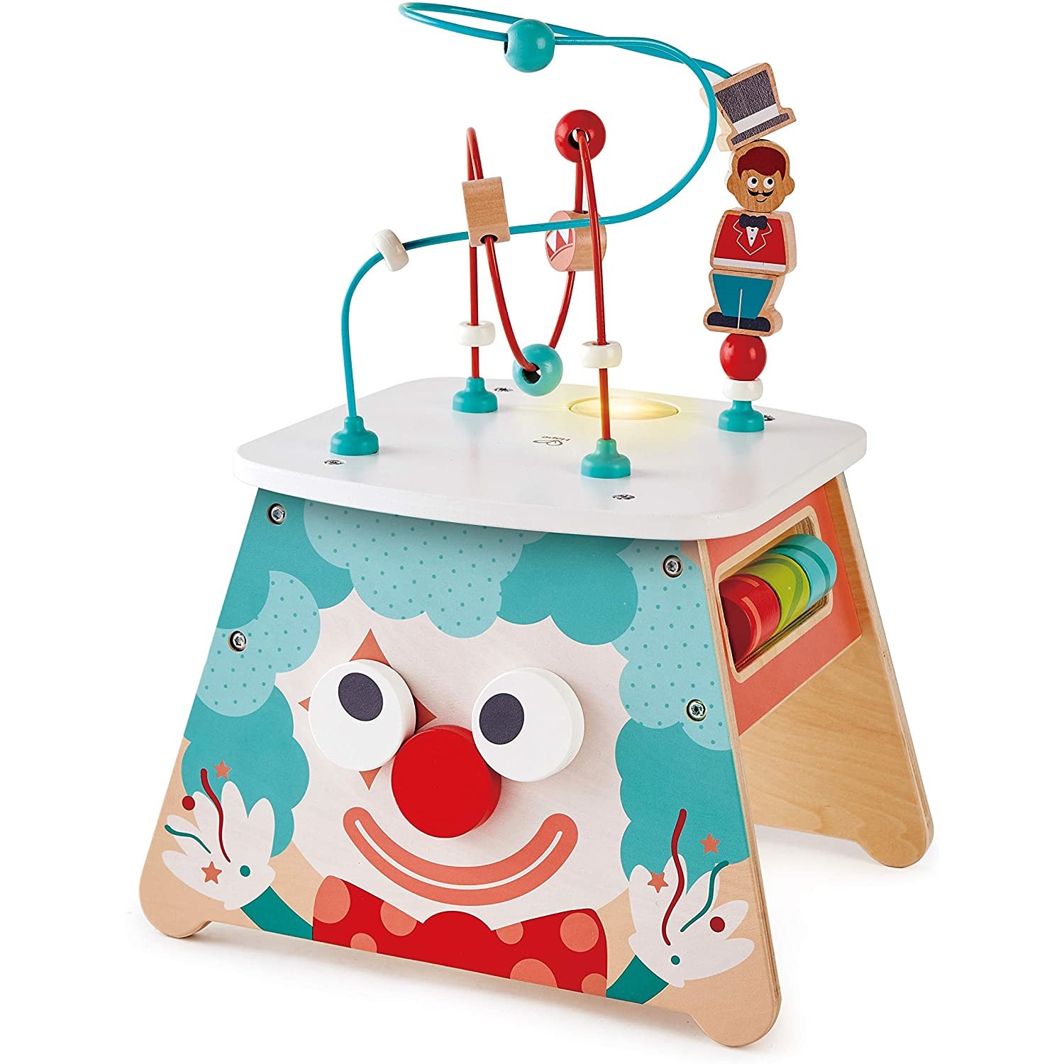 Cub educativ interactiv, Hape, din lemn, cu lumini si activitati pentru dezvoltarea imaginatiei si gandirii