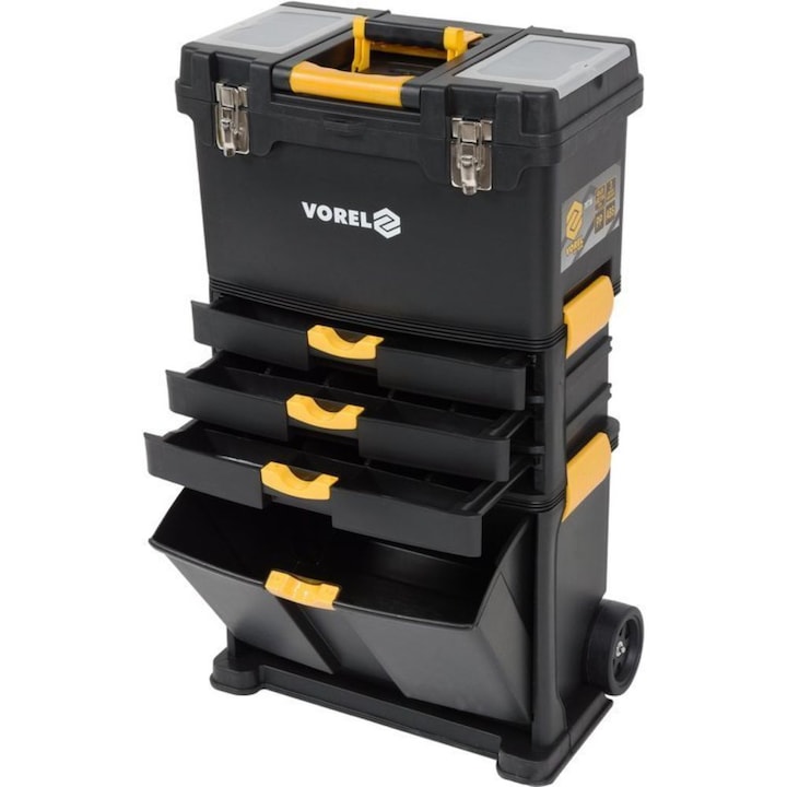 Куфар за инструменти с 3 модула и колелца Vorel, ABS, Черен