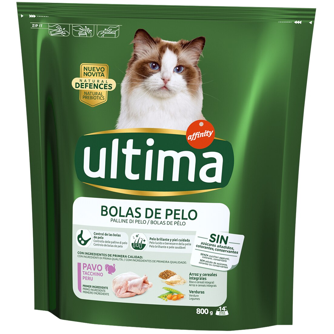 Hrana uscata pentru pisici Ultima Adult Hairball, 0.8Kg