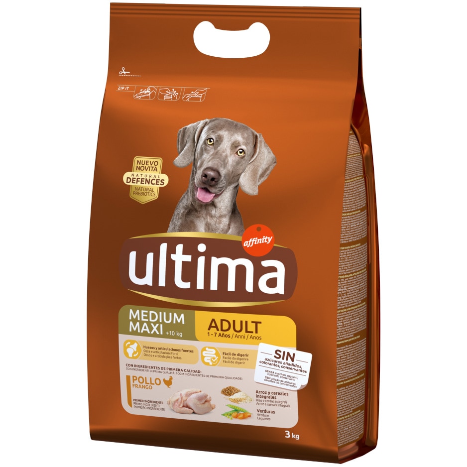 Hrana uscata pentru caini Ultima Medium & Maxi Adult, Pui, 3Kg