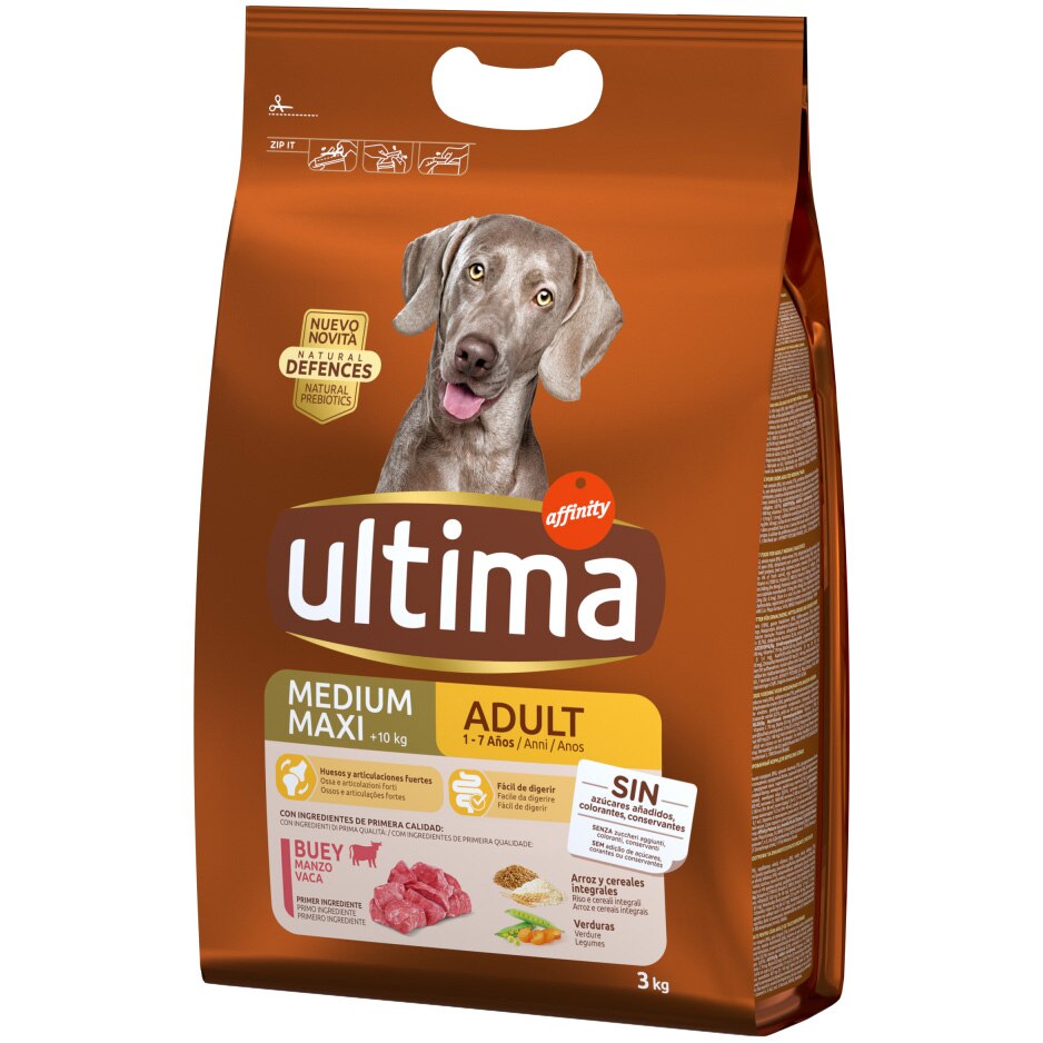 Hrana uscata pentru caini Ultima Medium & Maxi Adult, Vita, 3Kg