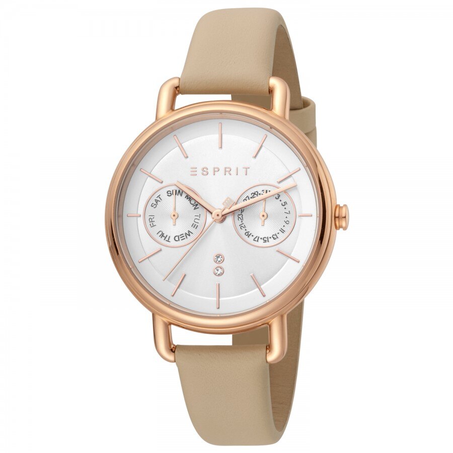 Ceas de dama, Esprit ES1L179L0055, cu bratara din piele, Beige