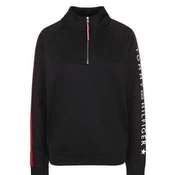 Bluza sport cu aplicatie logo, Tommy Hilfiger, Negru, M Bluza sport cu aplicatie logo, Tommy Hilfiger, Negru, M