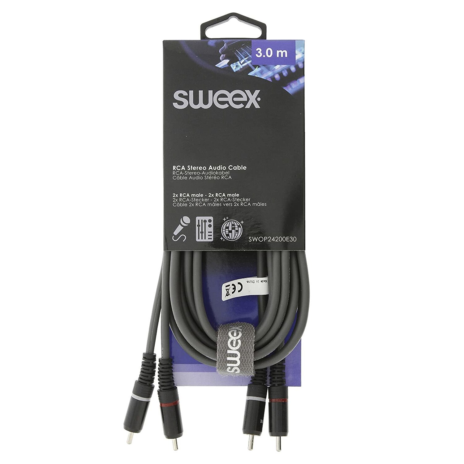 Cablu audio stereo 2x RCA tata - 2x RCA tata 3.0 m gri, Sweex