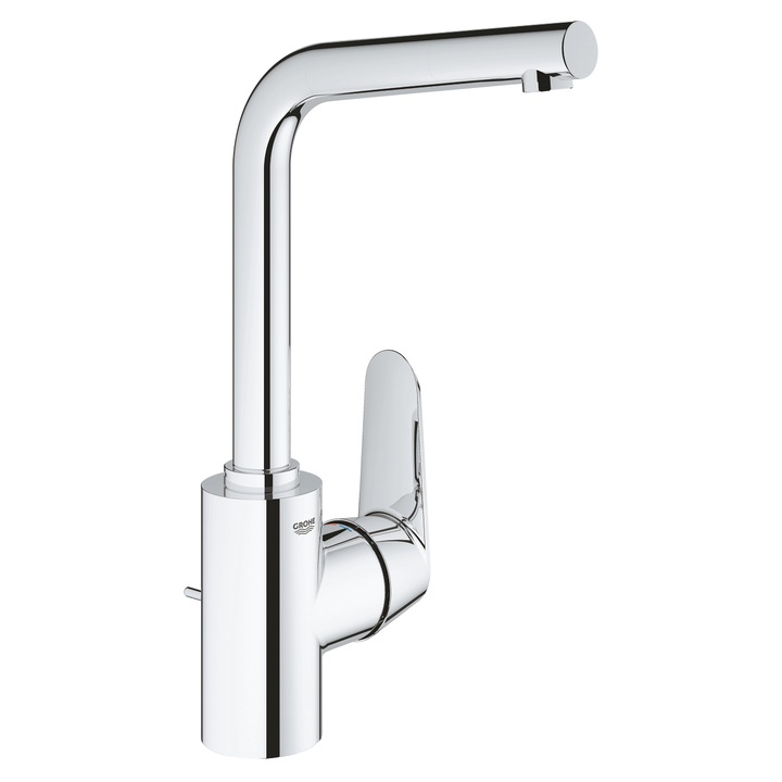 Grohe Eurodisc csaptelep, Mosdóhoz, Álló, Magas kifolyó, Forgó, Sárgaréz, Hulladékkal