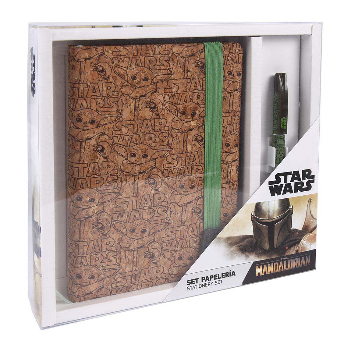 Set Birotica, The Mandalorian, Baby Yoda, Caiet Premium A5 si Pix, Maro/Verde