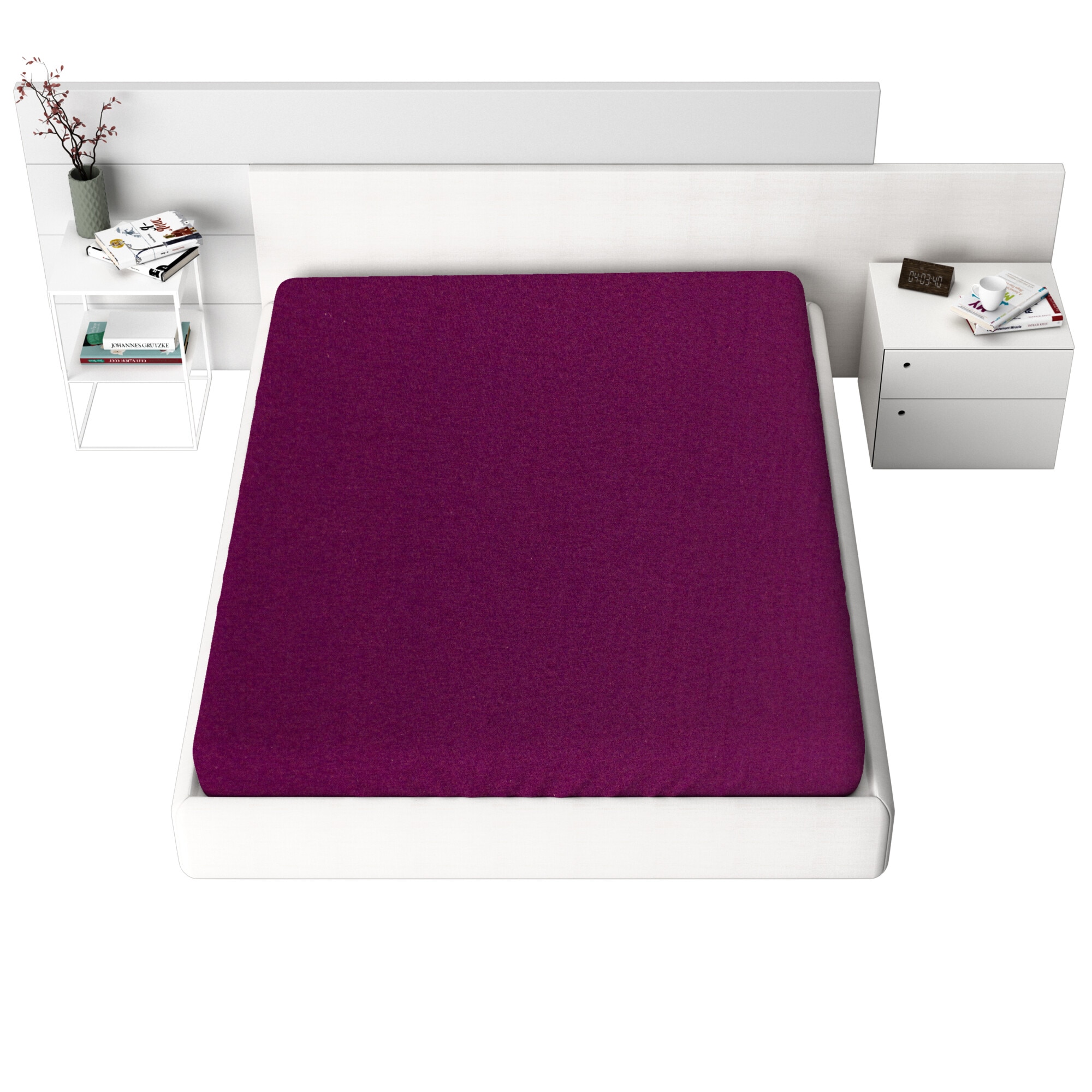 Cearceaf de pat Jersey cu elastic 70x140 cm, Visiniu