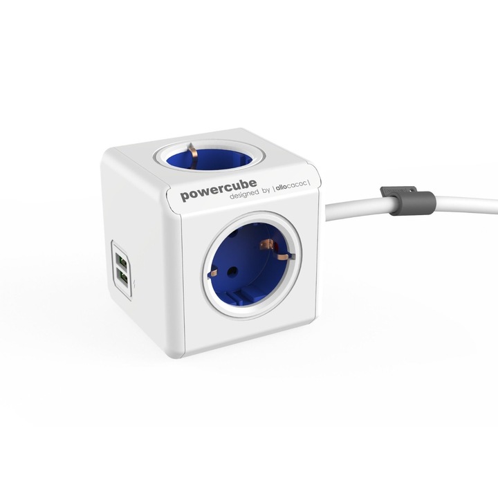 Разклонител за контакт PowerCube Allocacoc 1402BL Extended USB Blue
