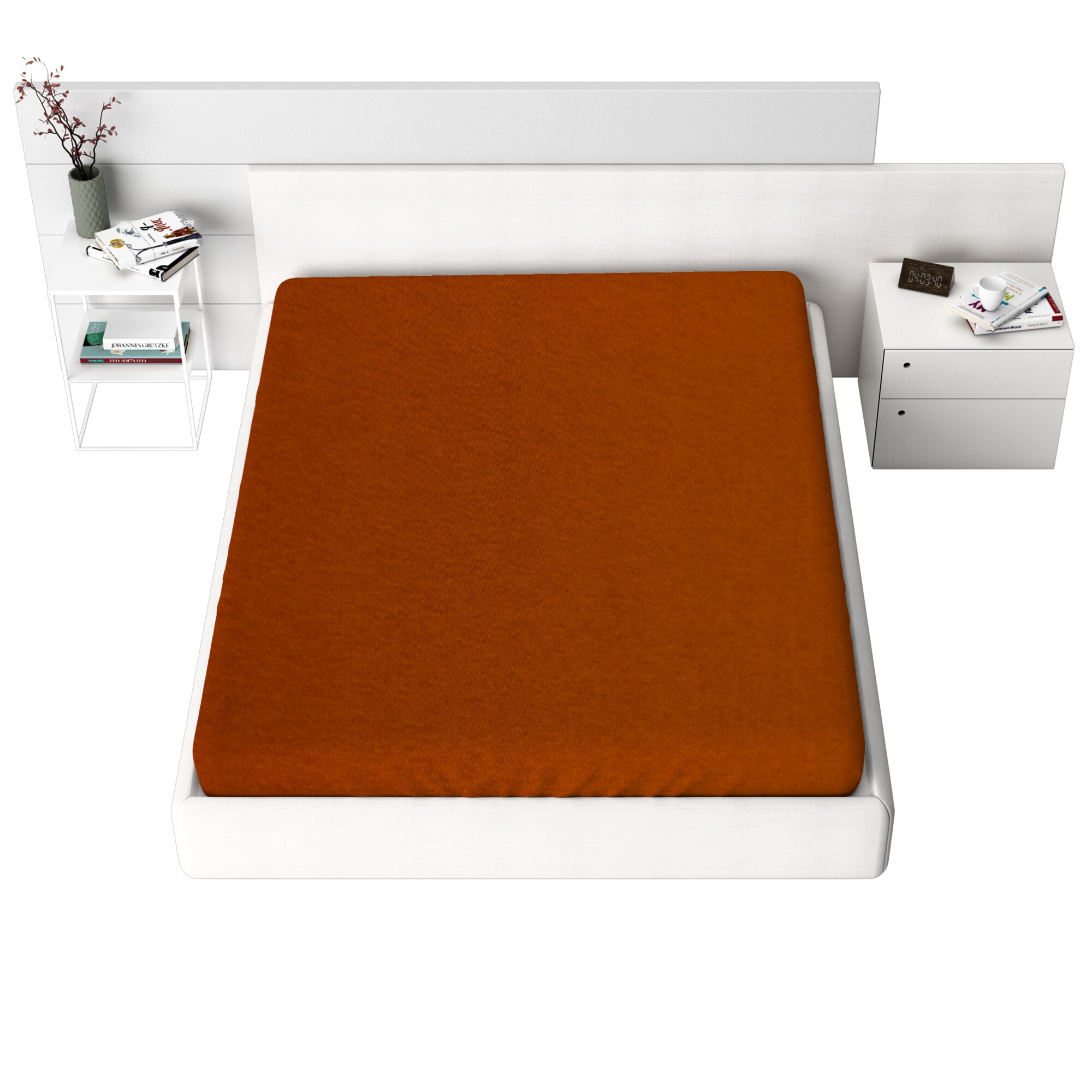 Cearceaf de pat Jersey cu elastic 70x140 cm, Maro