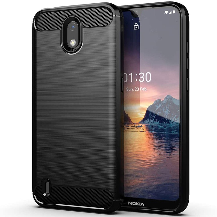 Капак за Nokia 1.3, AIR, A44, Термоустойчива пластмаса, Черен