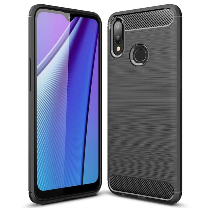 Кейс за Samsung Galaxy A10s / M01s, Techsuit Carbon Silicone, черен