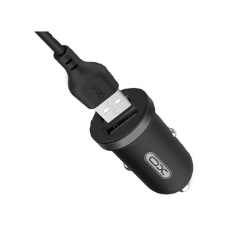 Incarcator auto 2.1A, X.O negru, cu 2 USB si cablu de incarcare Type-C Incarcator auto 2.1A, X.O negru, cu 2 USB si cablu de incarcare Type-C