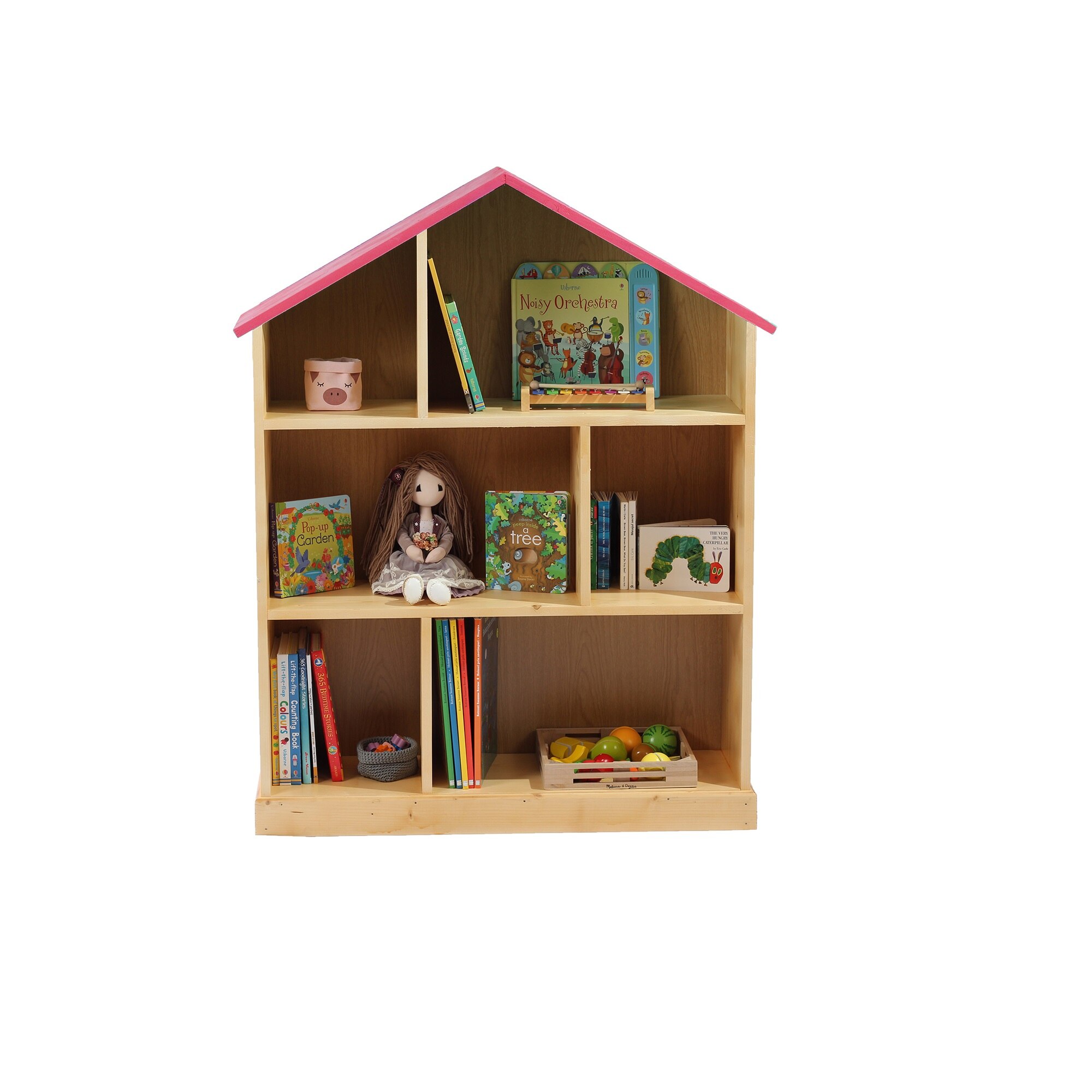 Casuta biblioteca din lemn BookHouse, Mambo Melon, 130 x 96 x 30 cm