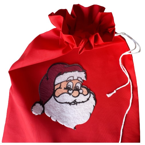 Saculet de Craciun, Topp, 35 x 40 cm, Rosu, cu figurina Mos Craciun