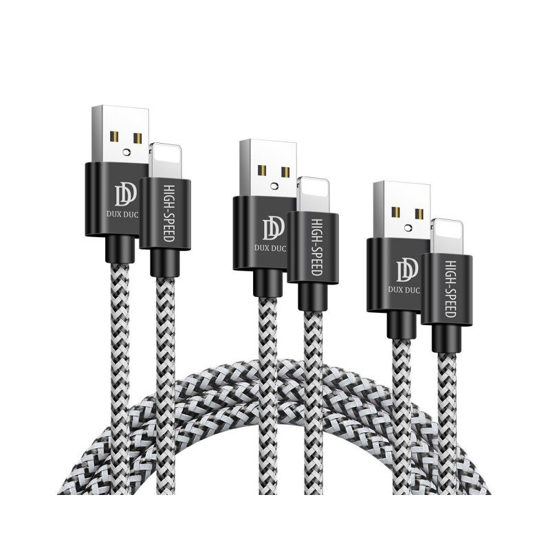 Set 3x Cablu Date Duxducis K-one Lightning ,1x 0.5m ,1x1m, 1 X 2m ,ultra Rezistent Textil