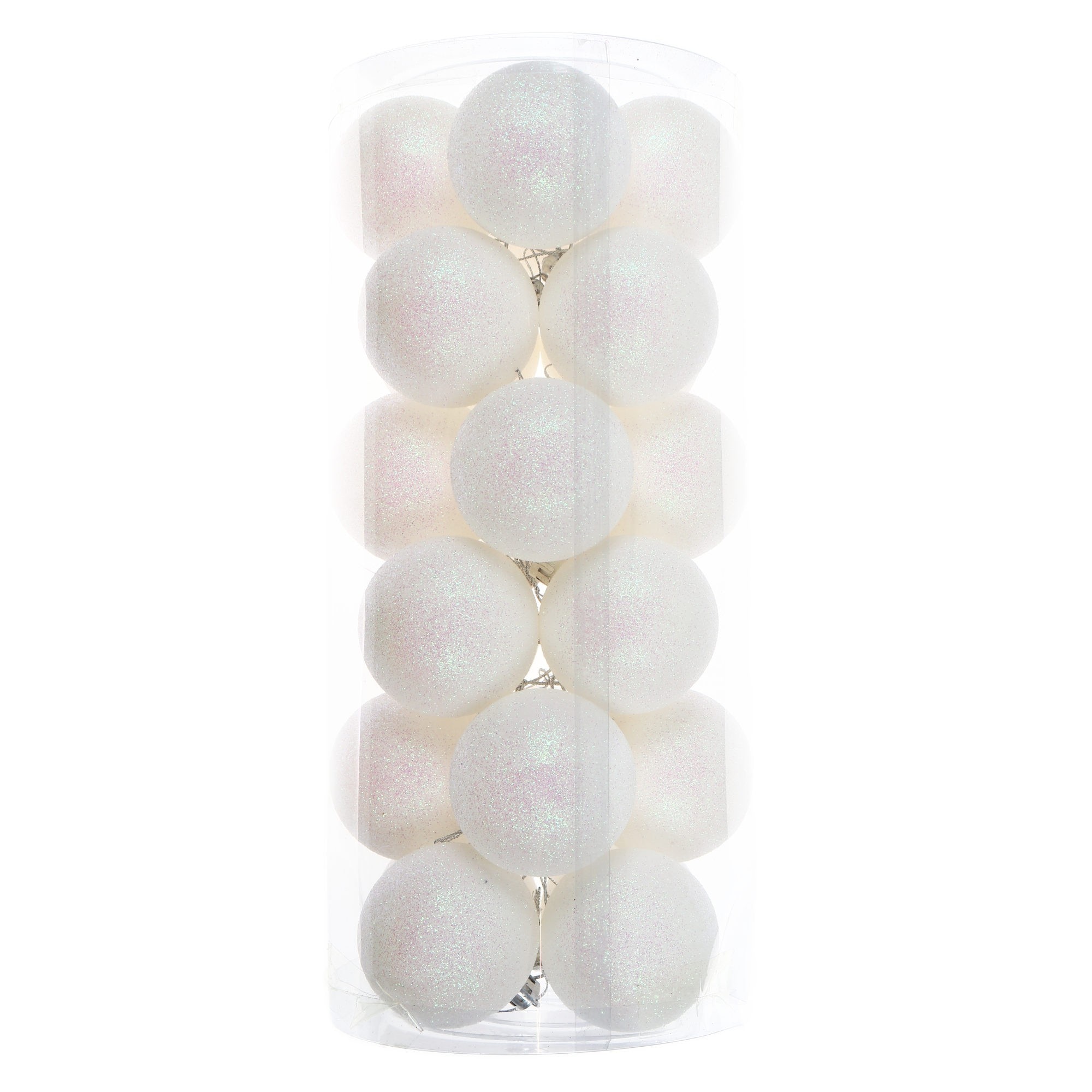 Globuri Craciun, albe, D 6 cm, set 24 bucati, SD16-3A/W