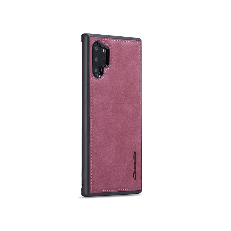 Husa Samsung Galaxy Note 10 Plus, CaseMe, slim piele, tip back cover, textura catifelata, Visiniu