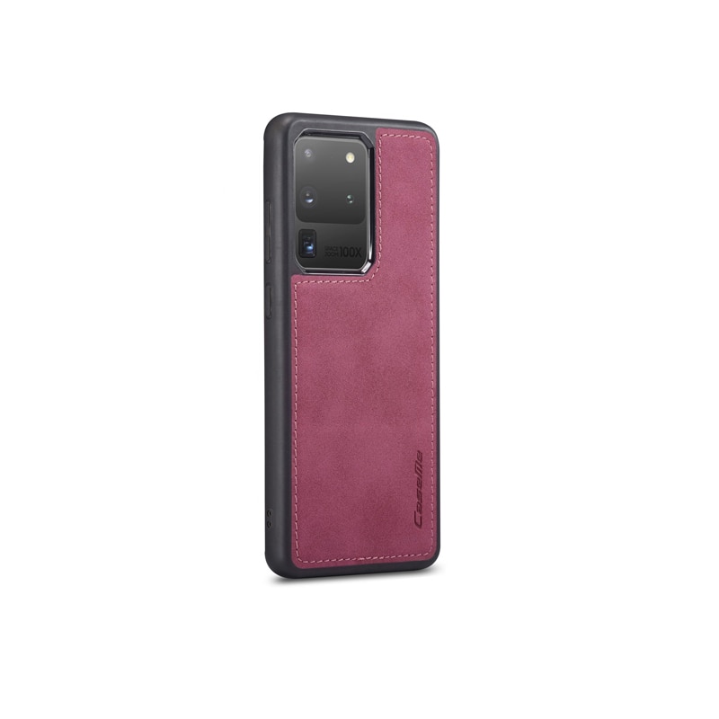 Husa Samsung Galaxy S20 Ultra, CaseMe, slim piele, tip back cover, textura catifelata, Visiniu
